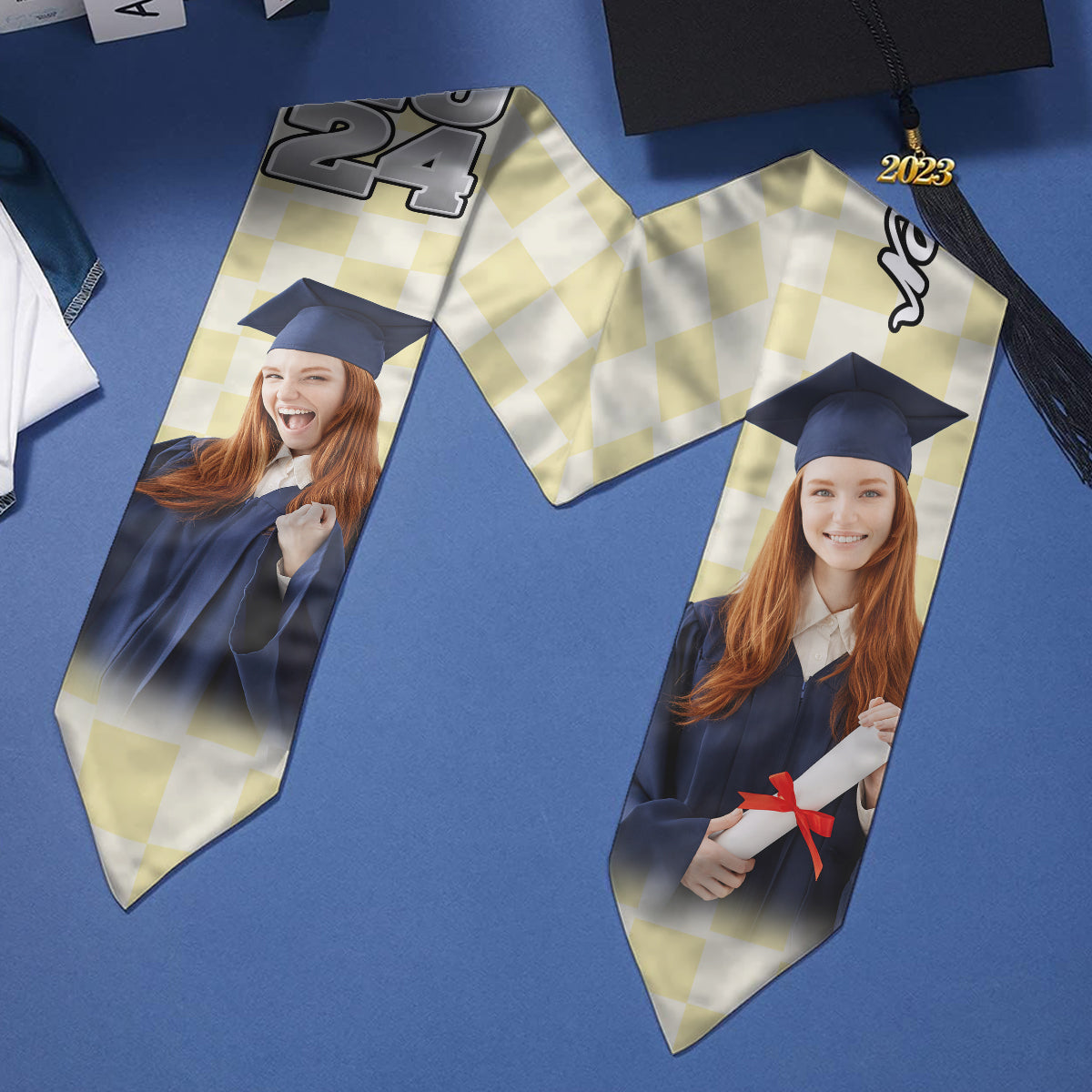 Écharpe de remise de diplôme personnalisée avec photo - Étole de remise de diplôme personnalisée
