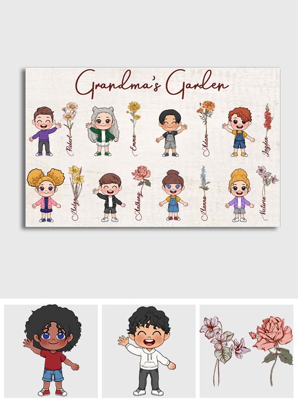 Le jardin de grand-mère - Toile et affiche personnalisées pour grand-mère