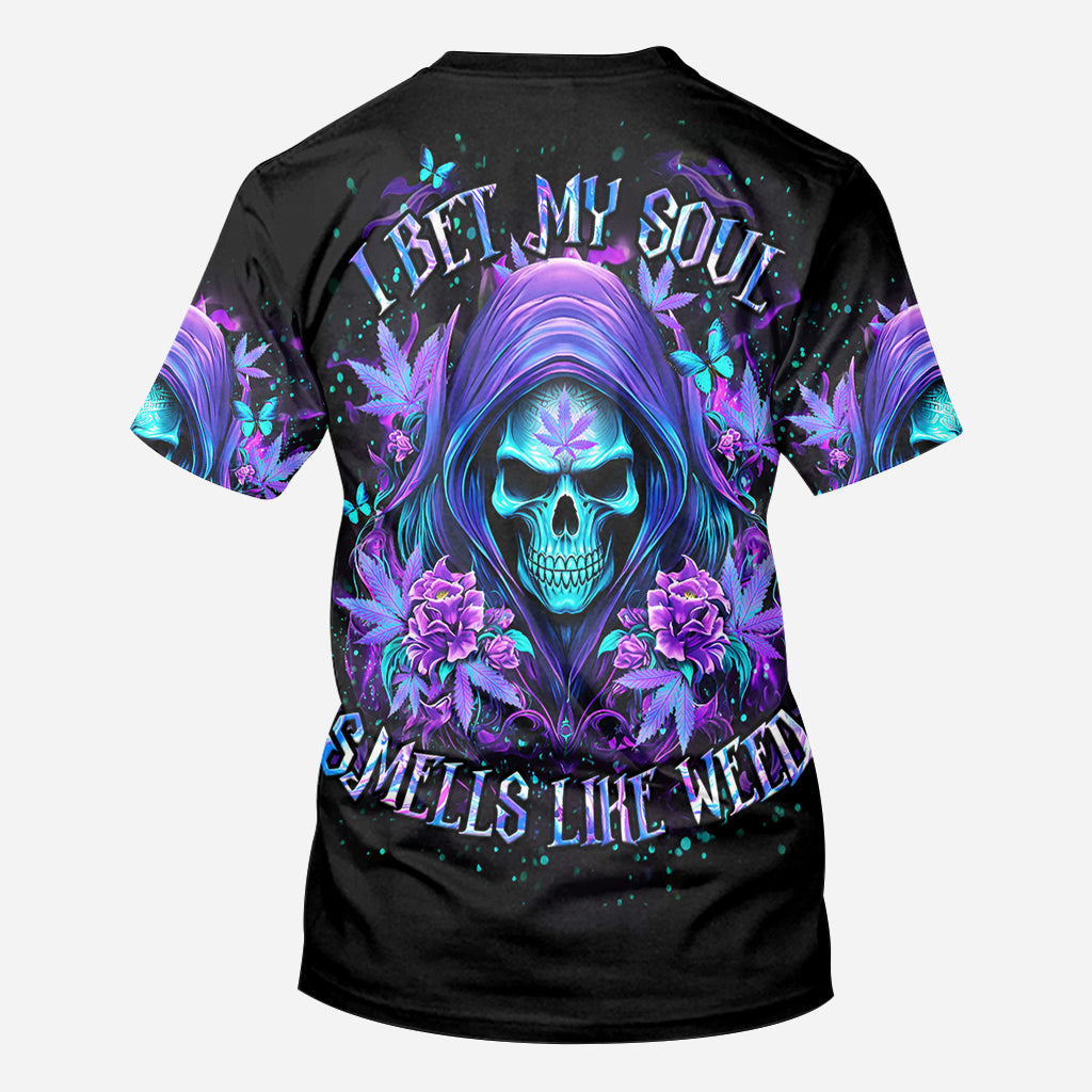 Je parie mon âme - T-shirt personnalisé avec motif cannabis intégral