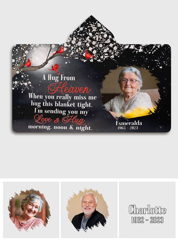 A Hug From Heaven - Personalized Memorial Hooded Blanket