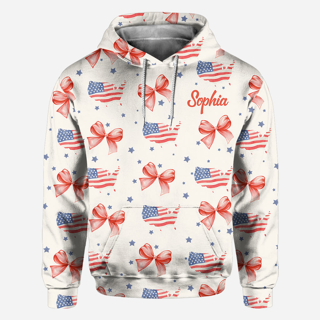 T-shirt Coquette American Girl personnalisé pour la fête nationale américaine (4 juillet)