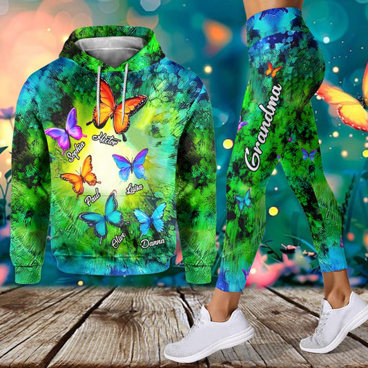 J'adore être grand-mère - Magnifiques papillons - Sweat à capuche et legging personnalisés pour grand-mère