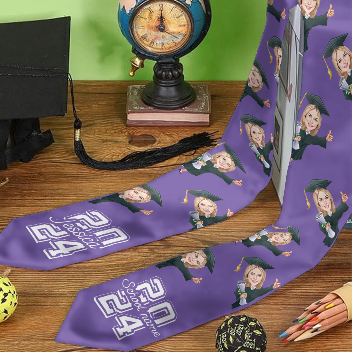 Caricature Funny Character - Personalized Graduation Graduation Stole