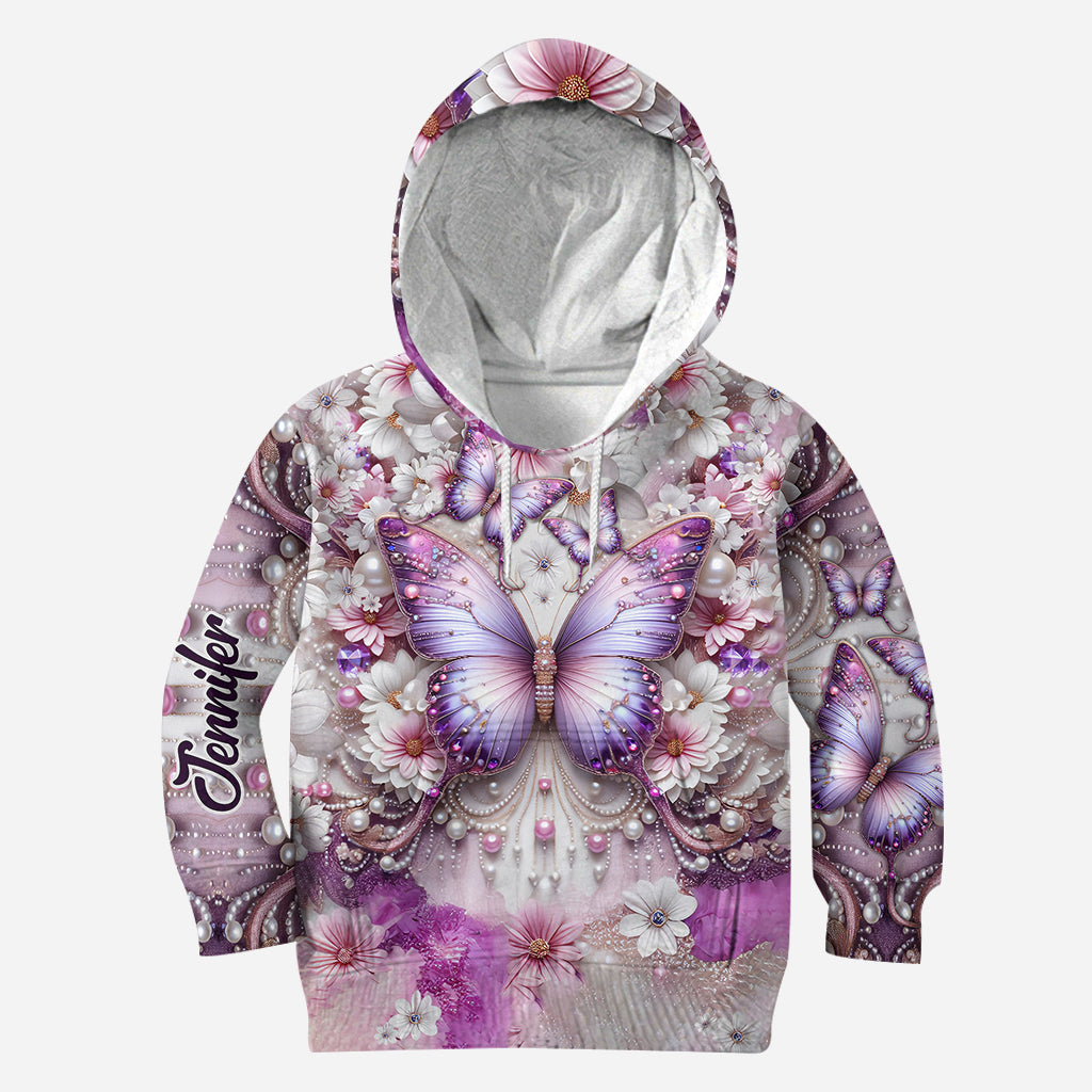Papillons violets - Sweat à capuche et legging personnalisés papillons