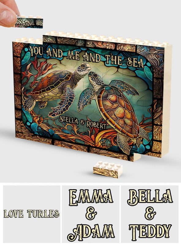 Beautiful Turtle Stained Glass You And Me - Personalized Turtle One-sided Horizontal Rectangle Building Brick Blocks