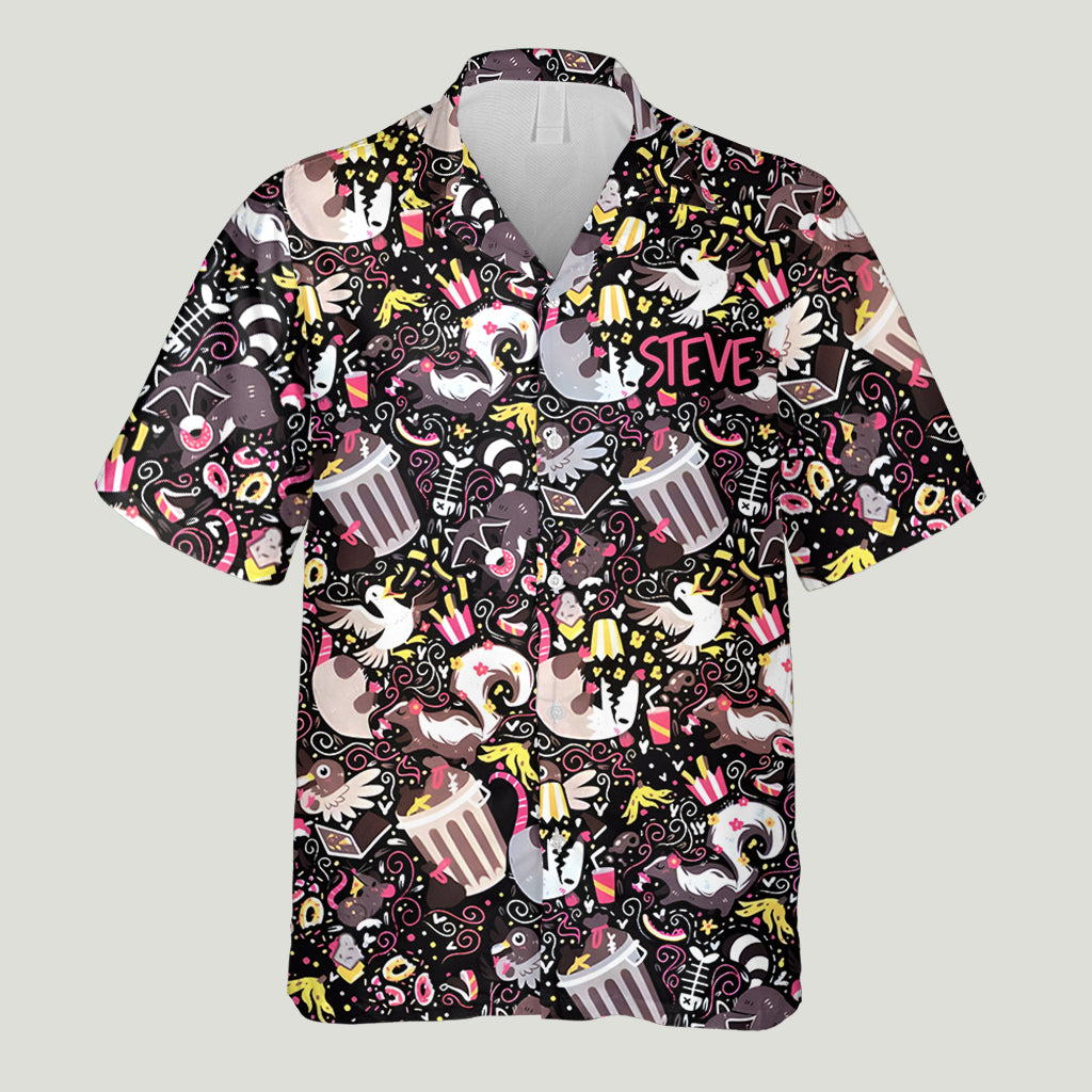 Mon animal totem mange des ordures - Chemise hawaïenne personnalisée avec un raton laveur