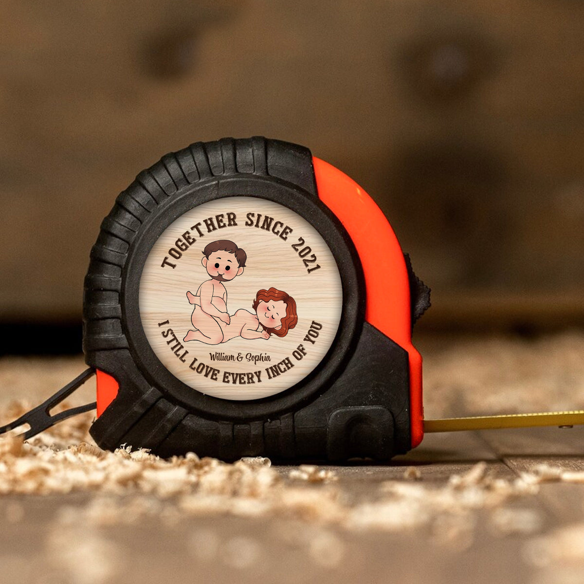 Je t'aime de tout mon cœur - Mètre ruban personnalisé pour couples