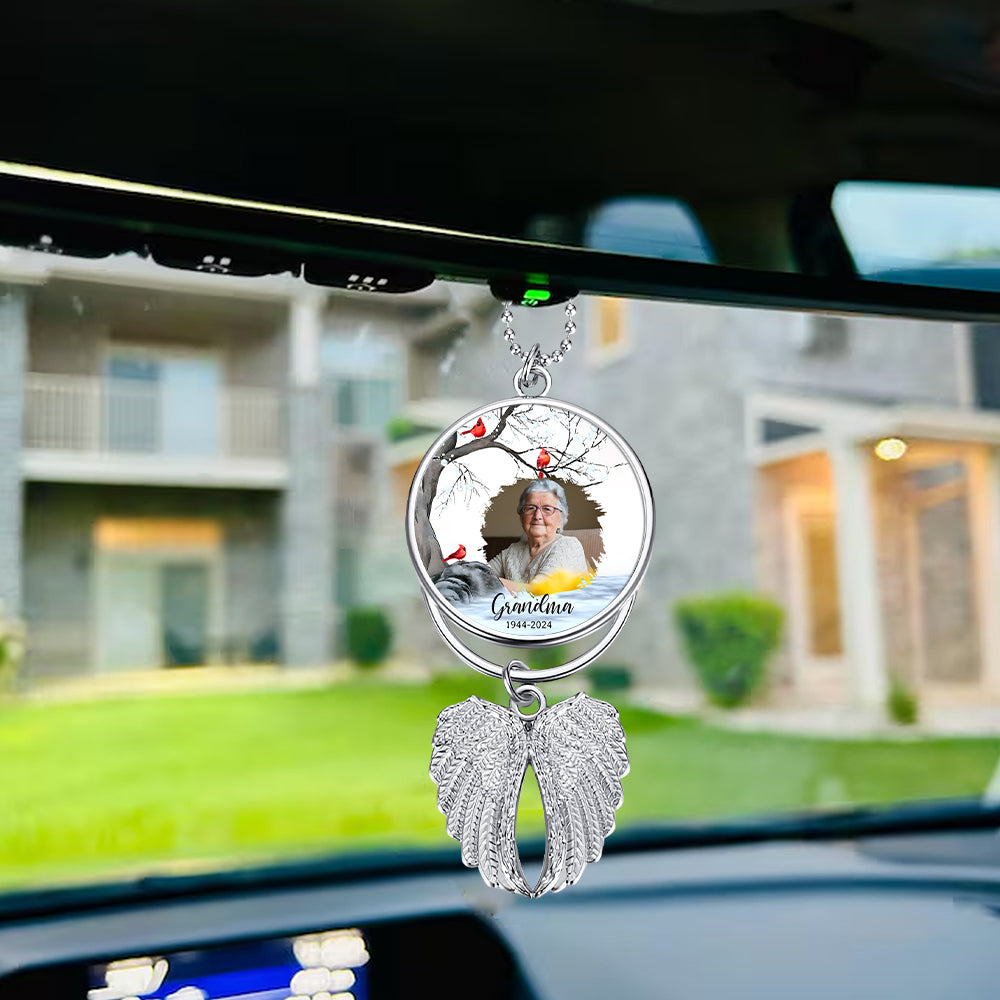 You left me beautiful memories - Personalized Memorial Wings Ornament