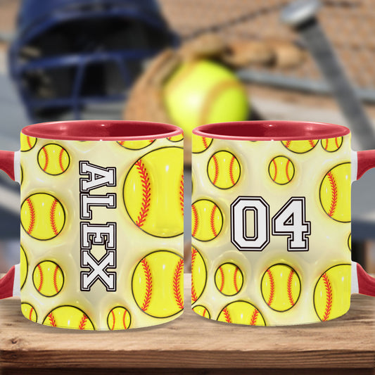 Softball Lovers - Personalized Softball Accent Mug