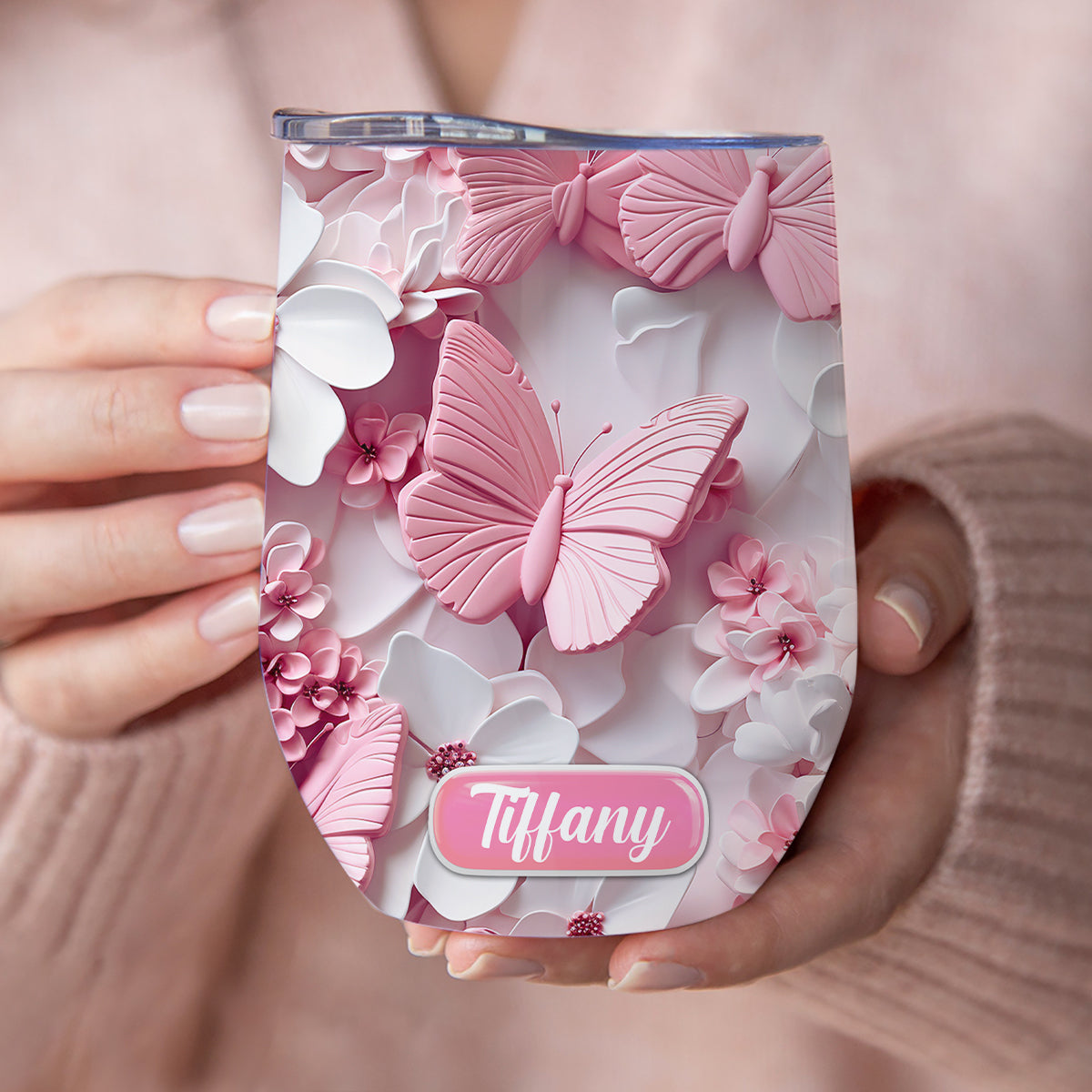 Wonderful Butterflies - Personalized Butterfly Wine Tumbler