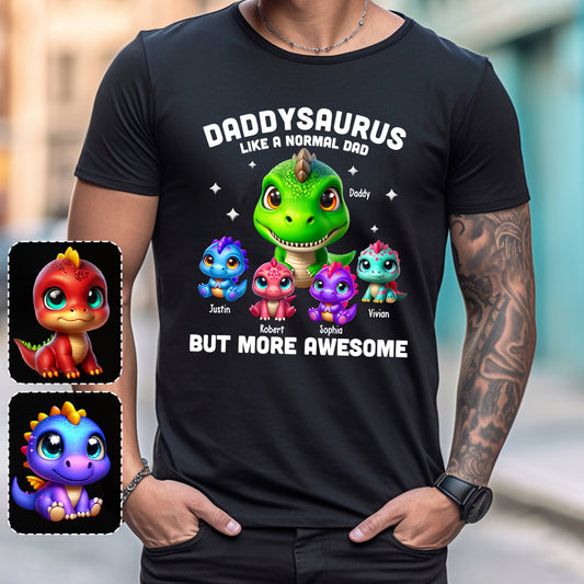Daddysaurus Grandpasaurus 3D Dinosaurs - Personalized Father T-shirt And Hoodie