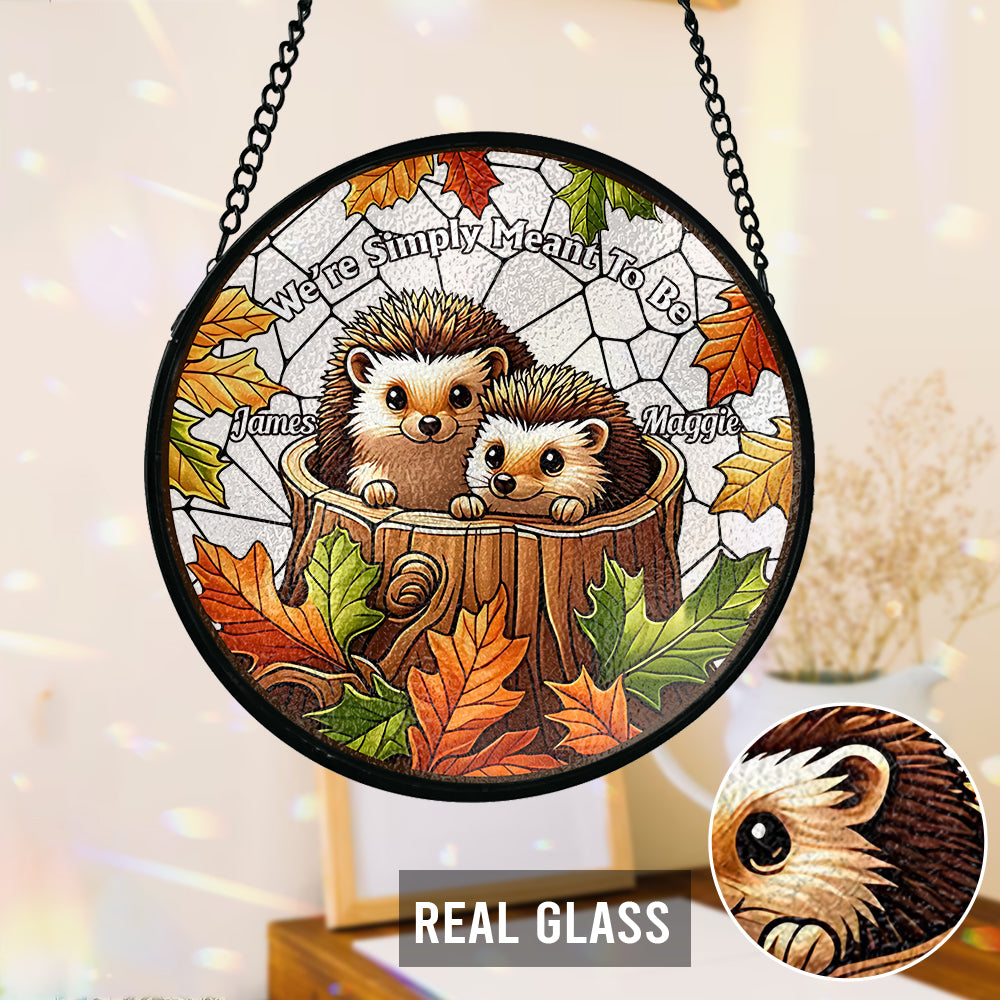 Nous sommes faits l'un pour l'autre - Attrape-soleil en vitrail personnalisé pour couple