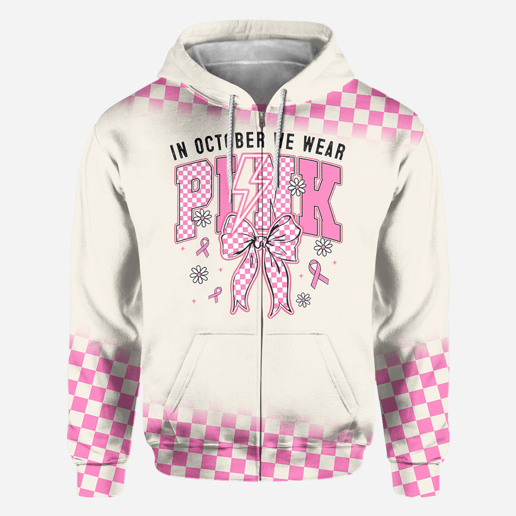 En octobre, on porte du rose - T-shirt personnalisé intégral pour la sensibilisation au cancer du sein