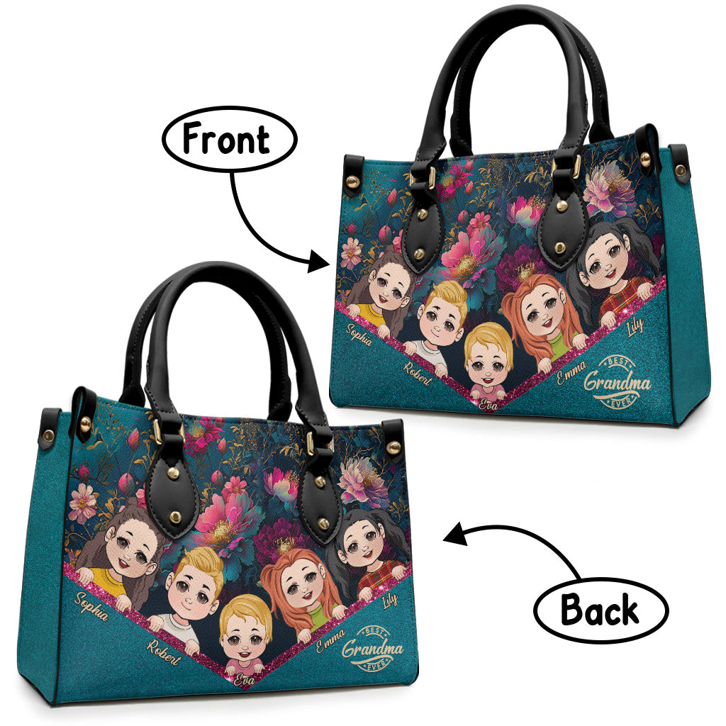 Meilleure grand-mère du monde - Sac à main en cuir personnalisé pour grand-mère