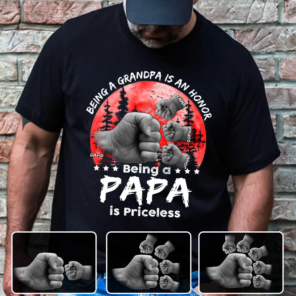 T-shirt et sweat à capuche personnalisés Père-Fils Lune Rouge - T-shirt et sweat à capuche