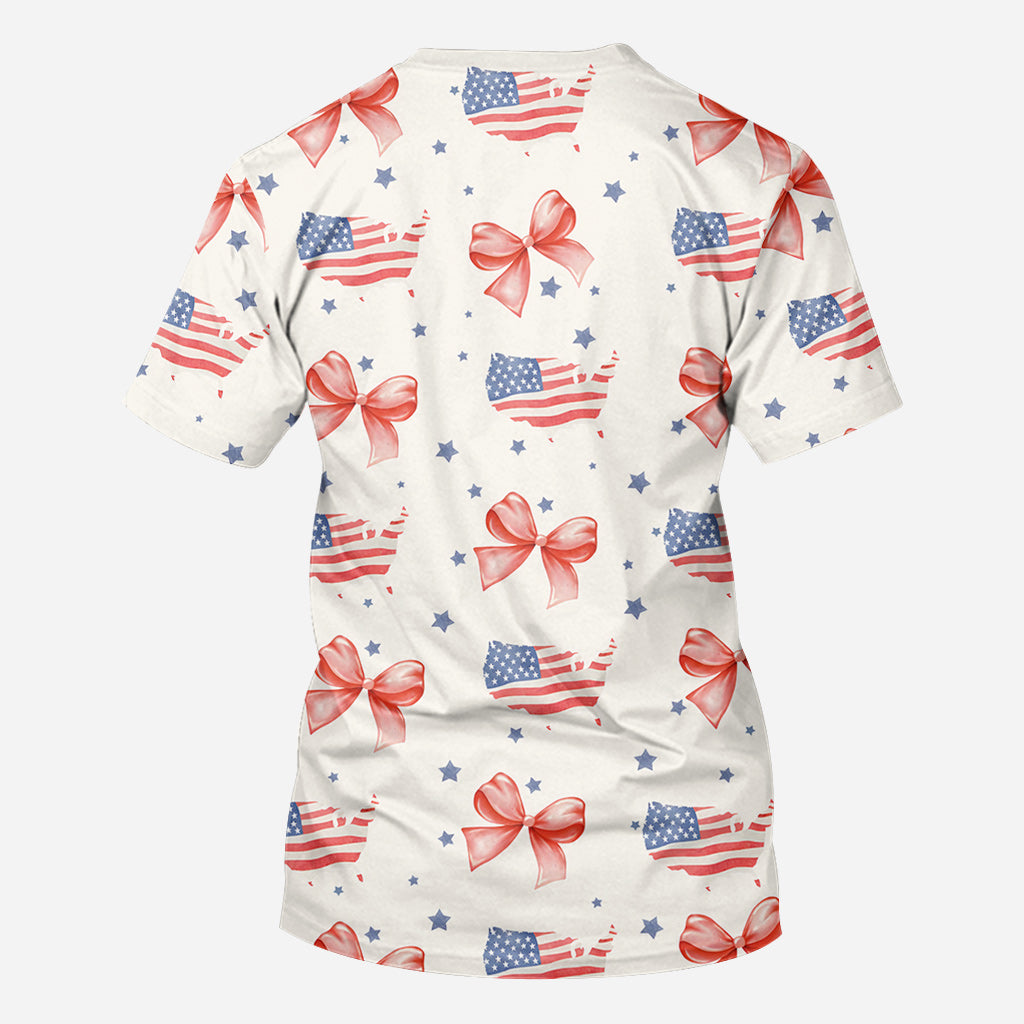 T-shirt Coquette American Girl personnalisé pour la fête nationale américaine (4 juillet)