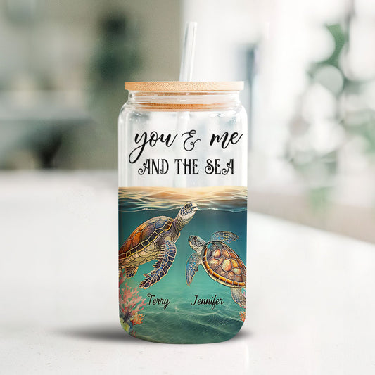 Toi, moi et la mer - Verre à canette personnalisé Tortue