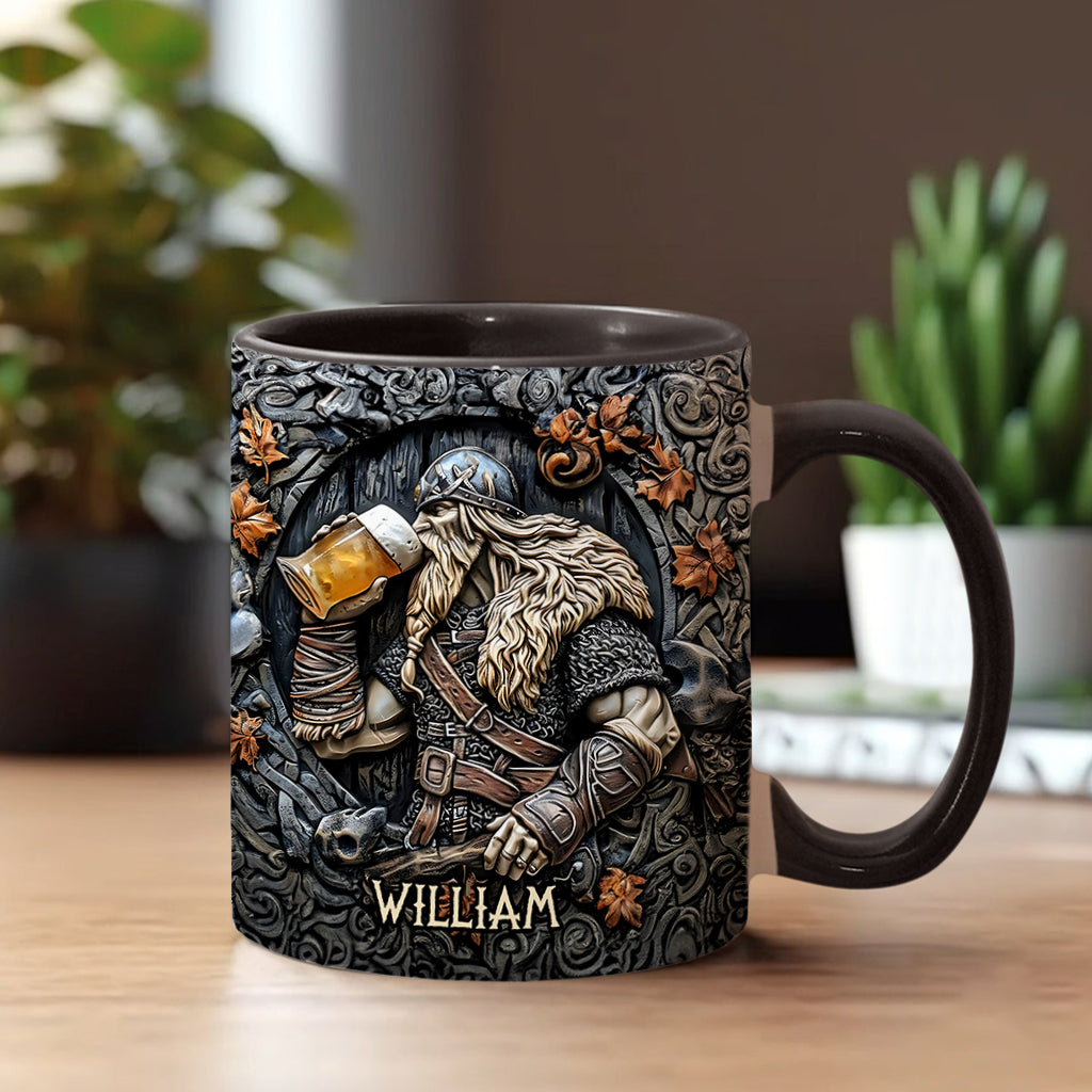 Légende des guerriers vikings buvant du whisky : Levez votre corne ! - Mug personnalisé à accent viking