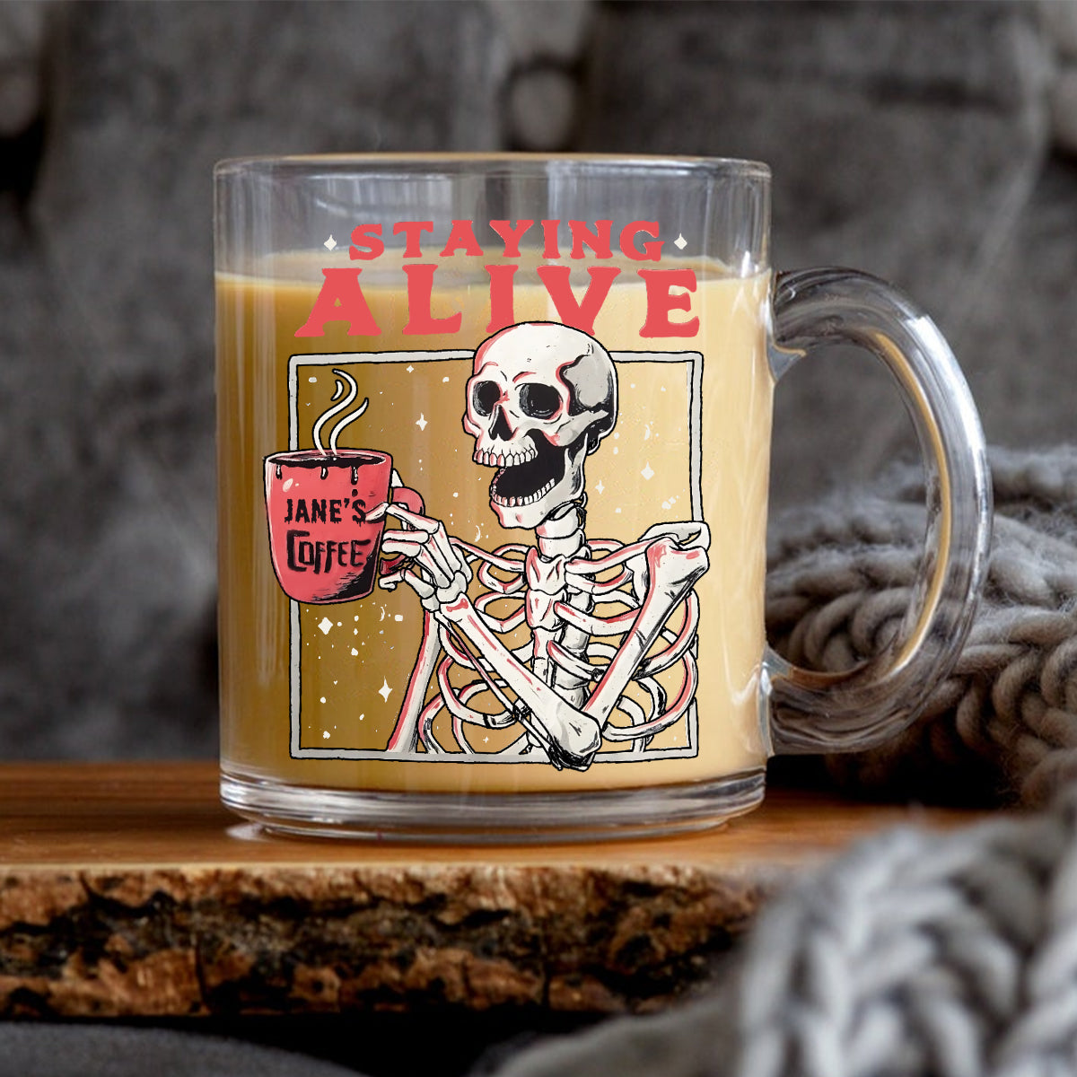 Toujours vivant - Mug en verre personnalisé