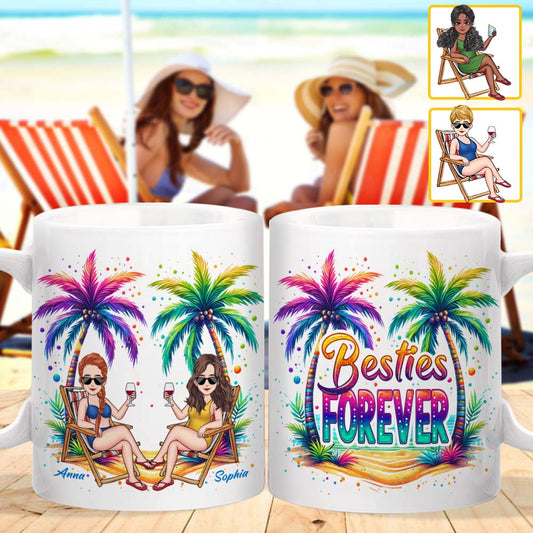 Besties Forever Summer Vibes - Personalized Sea Lover Mug