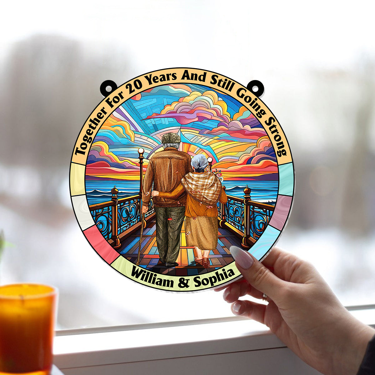 De notre premier baiser à notre dernier souffle - Attrape-soleil personnalisé pour couple, à suspendre à la fenêtre 