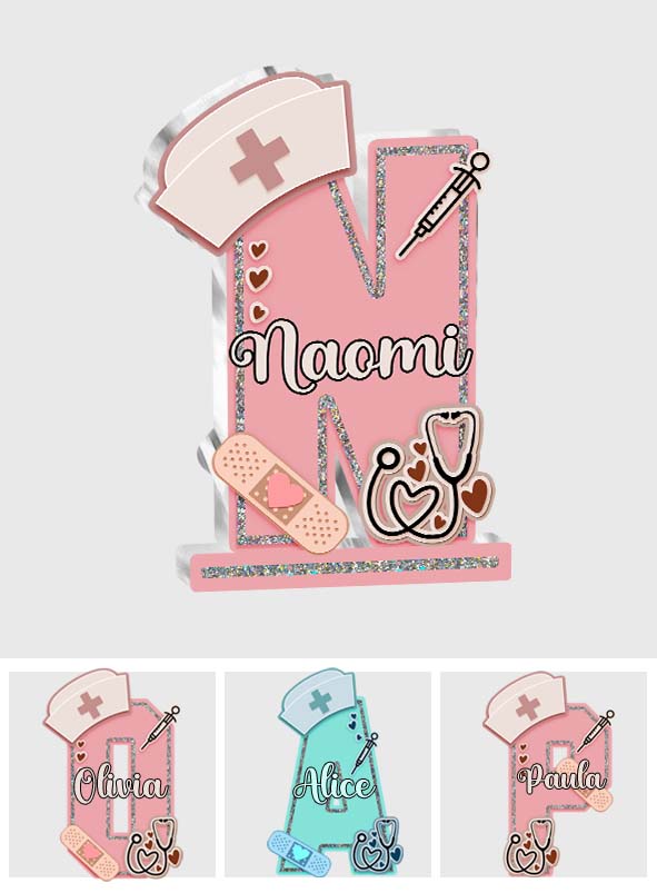 Lettre d'infirmière - Plaque acrylique personnalisée en forme de morphologie pour infirmière