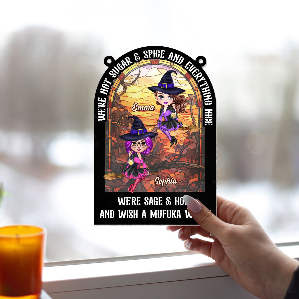 Nous ne sommes pas tout rose et tout gentils - Attrape-soleil personnalisé à suspendre à la fenêtre pour meilleure amie 