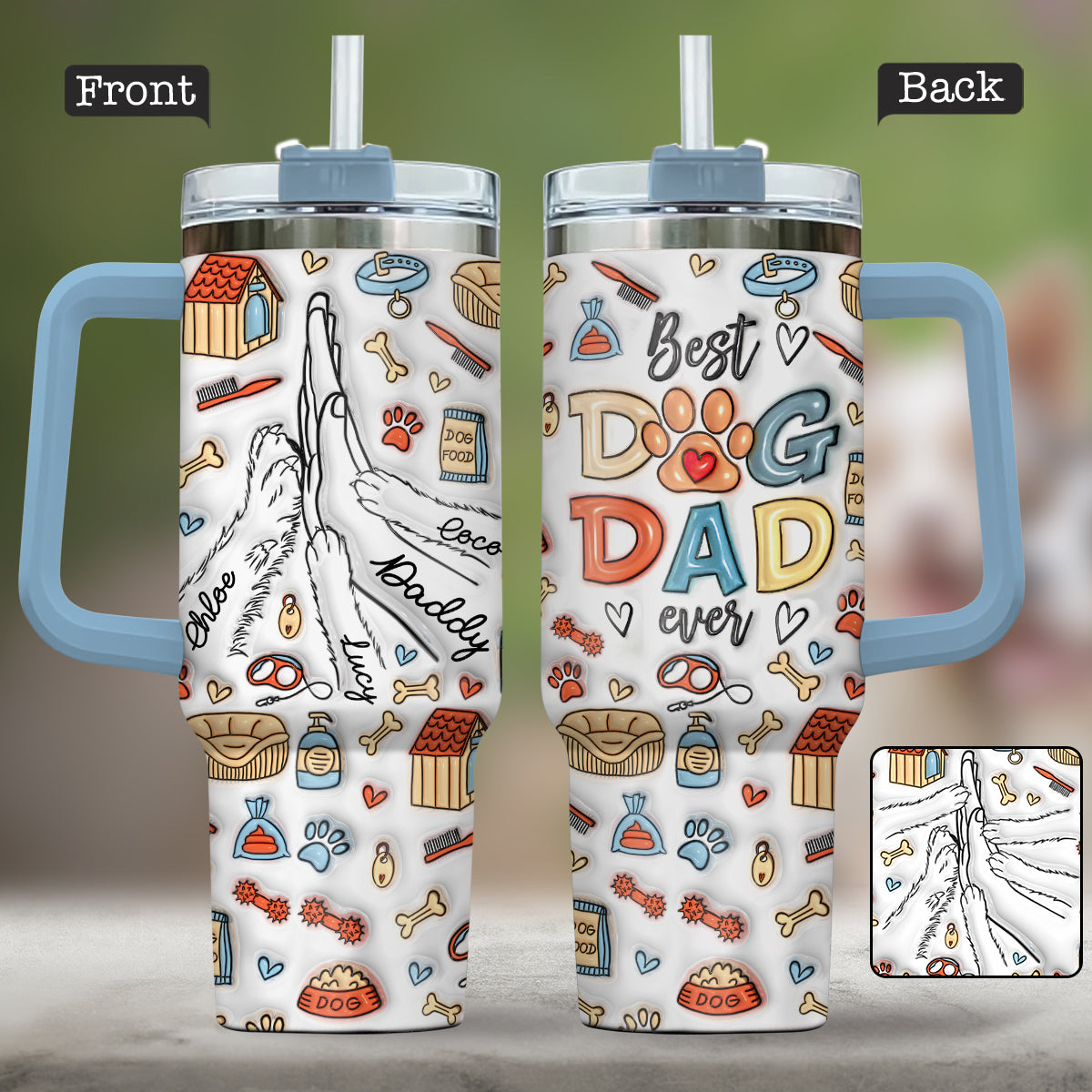 Meilleur papa de chien au monde - Gobelet isotherme personnalisé avec poignée