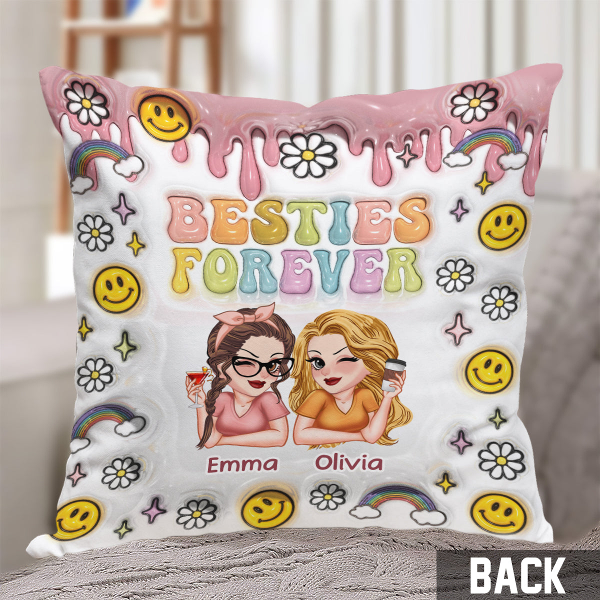 Meilleures amies pour toujours - Coussin décoratif personnalisé pour meilleures amies