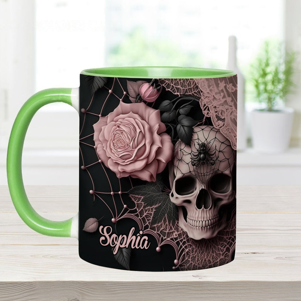Mug personnalisé à motif de crâne et roses