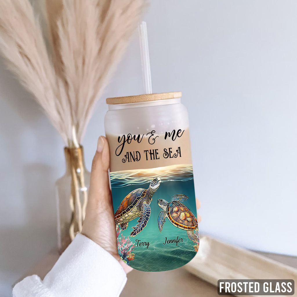 Toi, moi et la mer - Verre à canette personnalisé Tortue