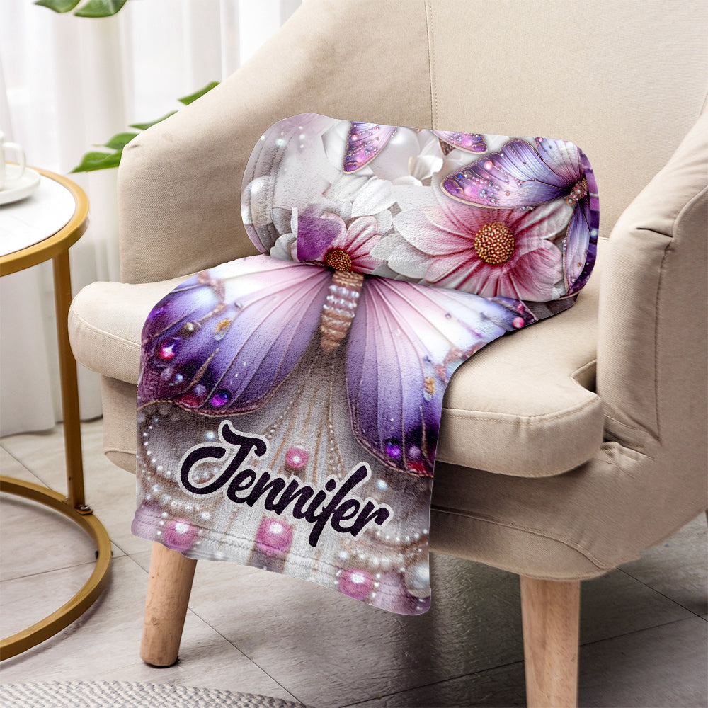 Couverture papillons violettes personnalisée