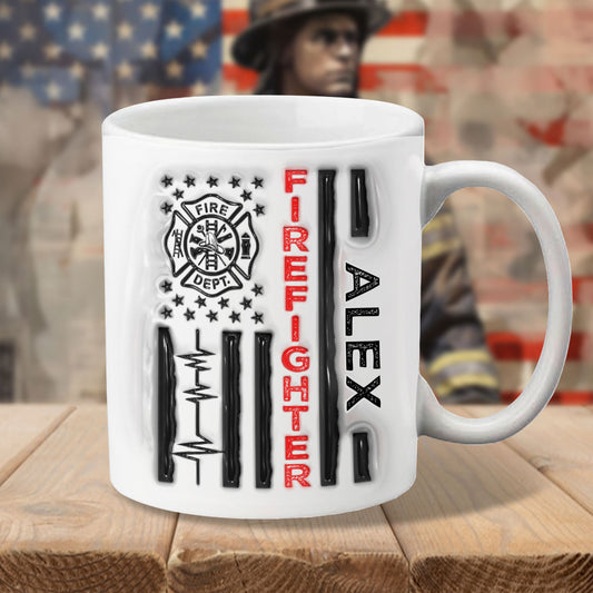 Mug personnalisé pour pompier, motif patriotique du 4 juillet