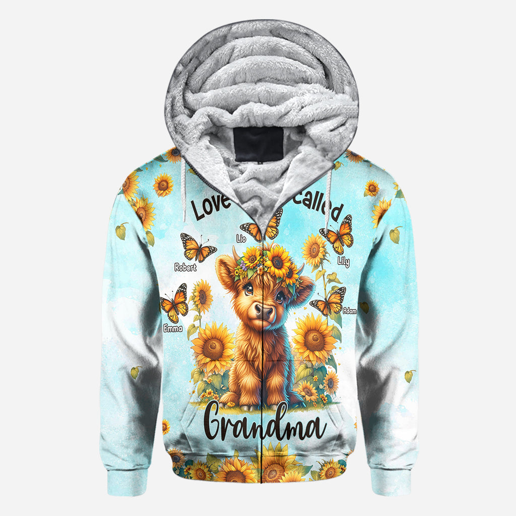 Love Being Called Grandma Highland Cow Sunflower - Personalized All Over Shirt