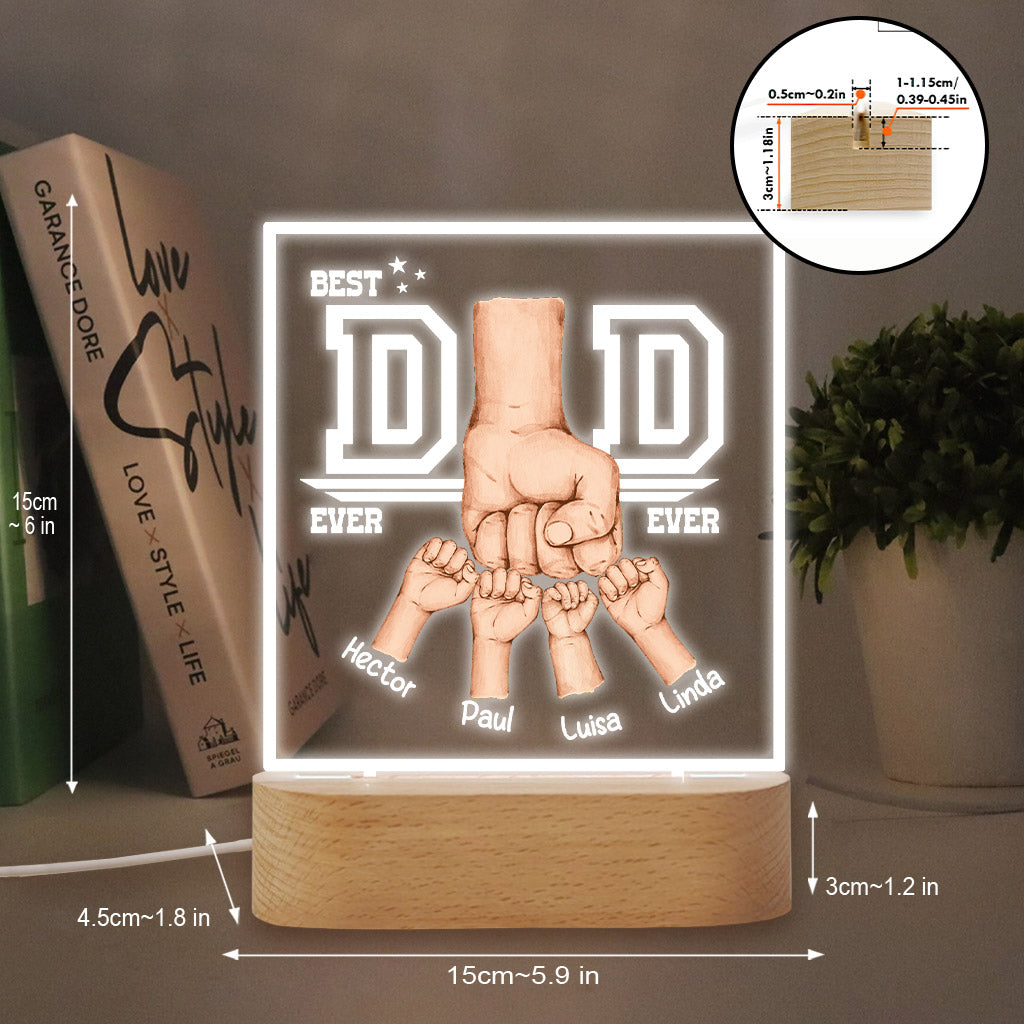 Meilleur papa du monde - Plaque lumineuse personnalisée en forme de papa