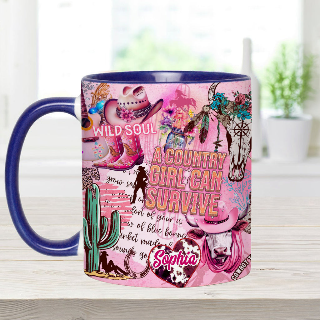 Une fille de la campagne peut survivre - Mug personnalisé « Fille de la campagne »