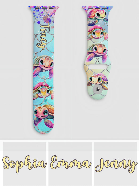 Tortues mignonnes - Bracelet Apple Watch personnalisé en forme de tortue