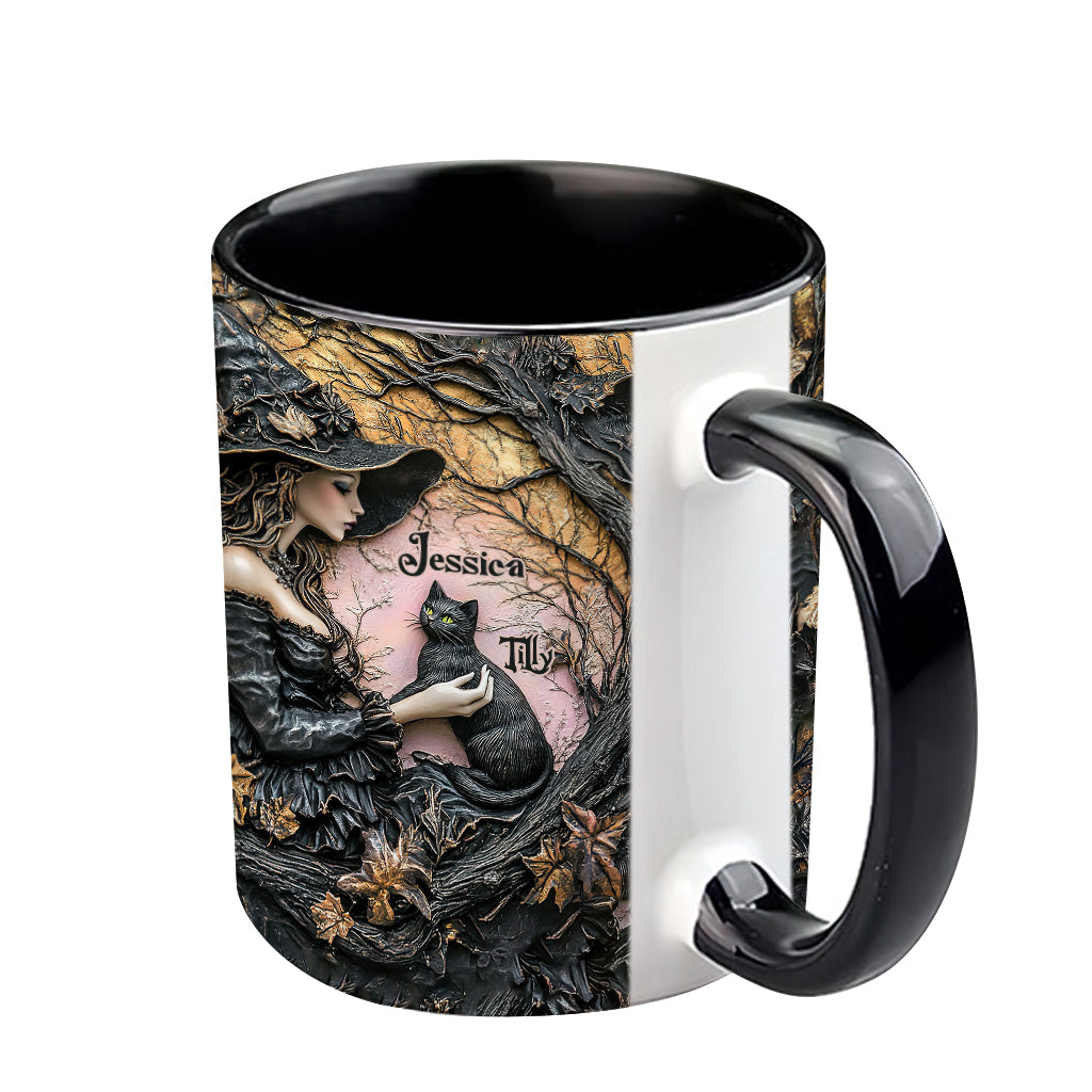 Une sorcière et son chat noir : c'est magnifique ! - Mug personnalisé à l'effigie d'une sorcière