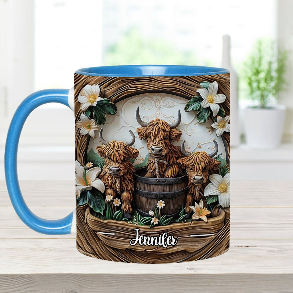 Mug personnalisé « J'adore les vaches des Highlands »