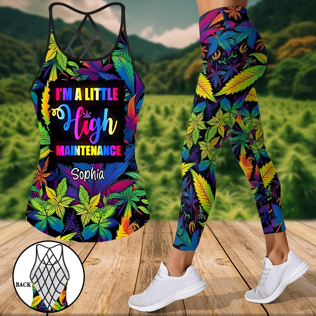 Je suis un peu exigeante - Débardeur et legging Weed Cross personnalisés