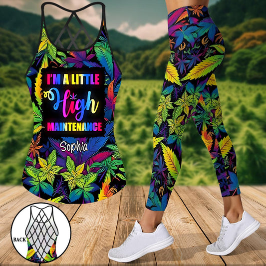 Je suis un peu exigeante - Débardeur et legging Weed Cross personnalisés