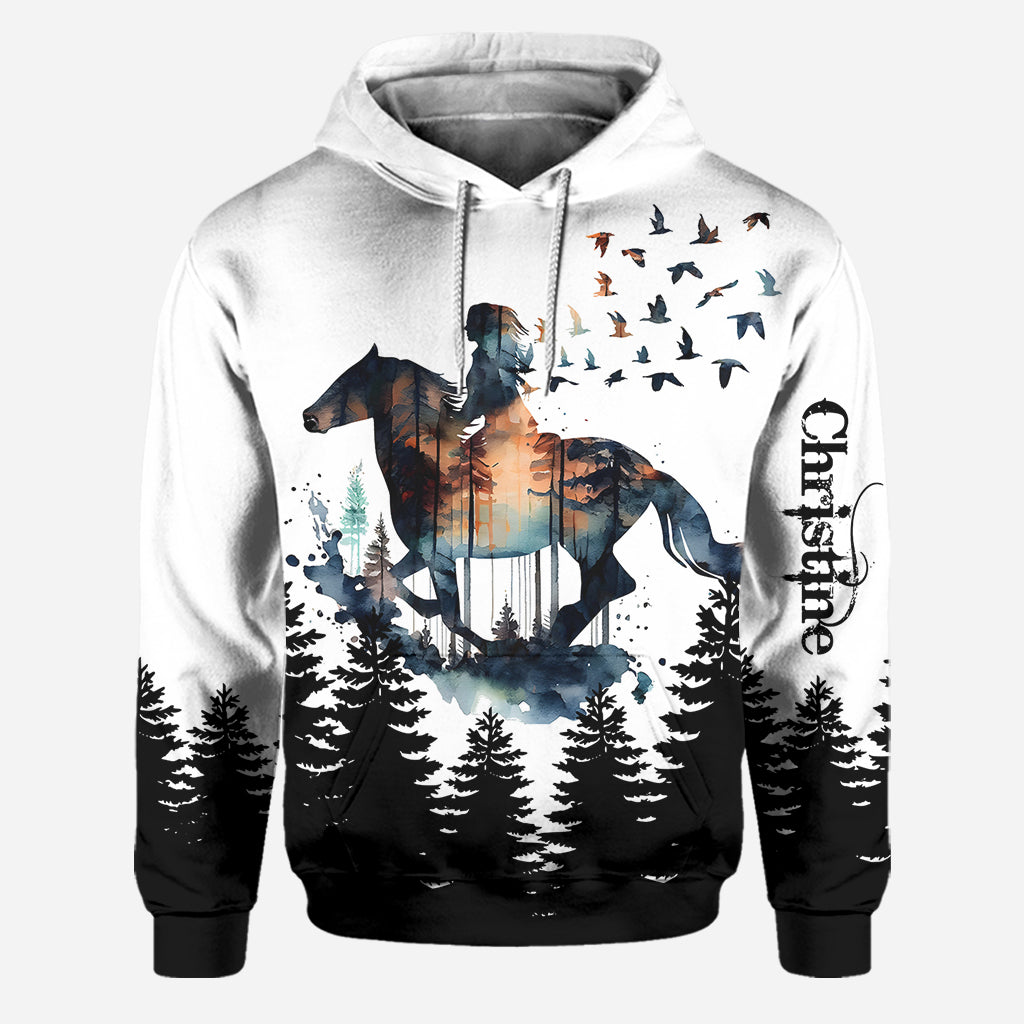 Fille à cheval - Sweat à capuche et leggings personnalisés sur le thème des chevaux