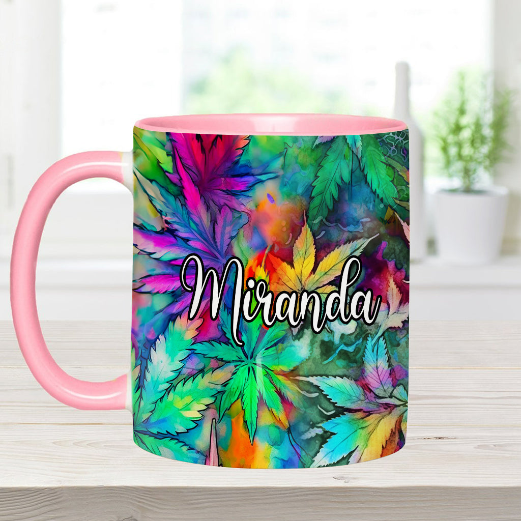 Mug personnalisé à motif feuille de cannabis psychédélique