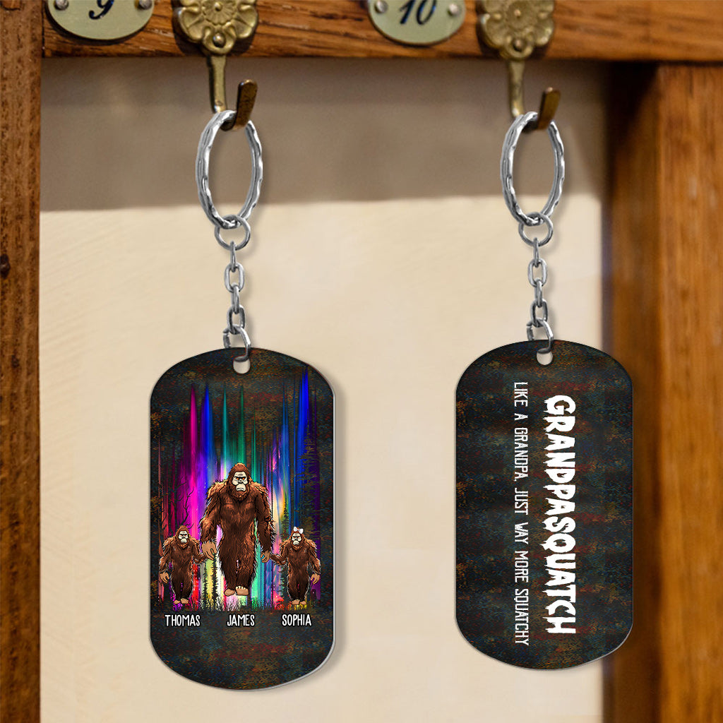 Grandpasquatch - Porte-clés personnalisé en acier inoxydable pour grand-père