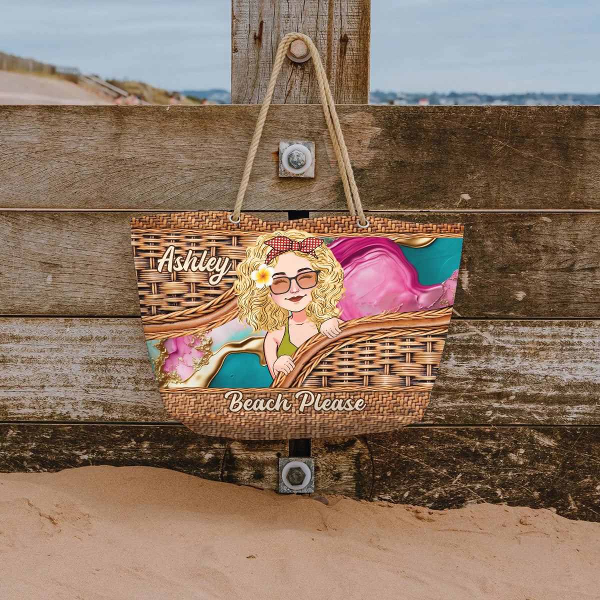 Beach Please - Personalized Sea Lover Beach Bag