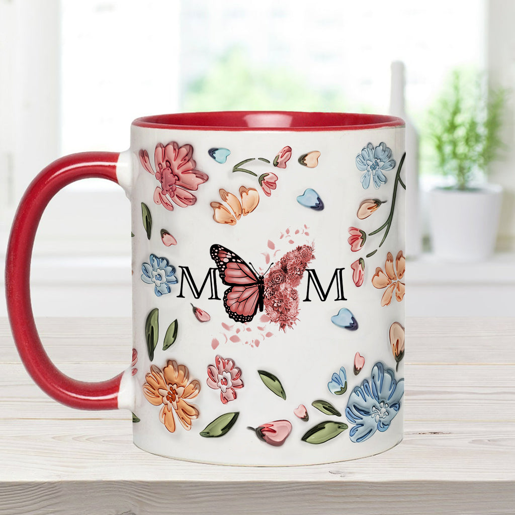 Mug personnalisé « Papillon pastel à fleurs » pour maman