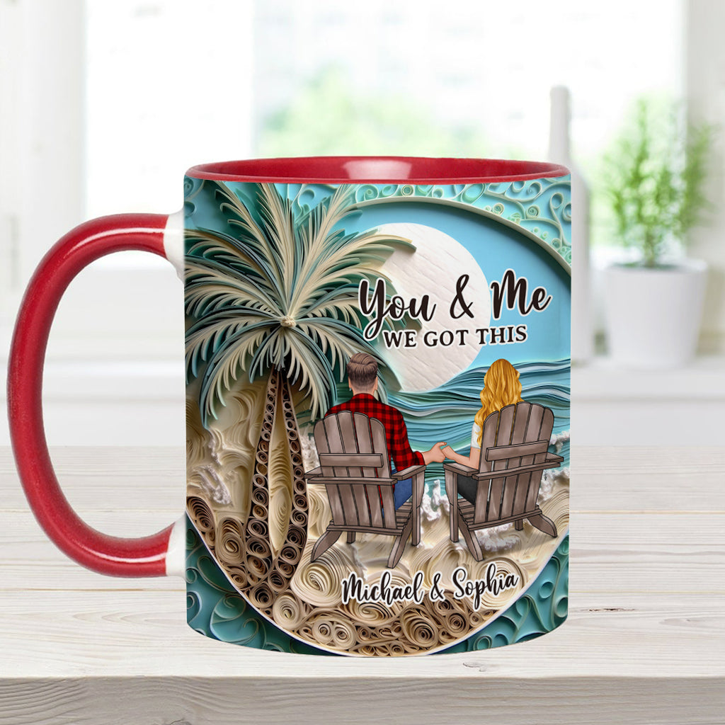Mug personnalisé « Scène de plage » pour couple