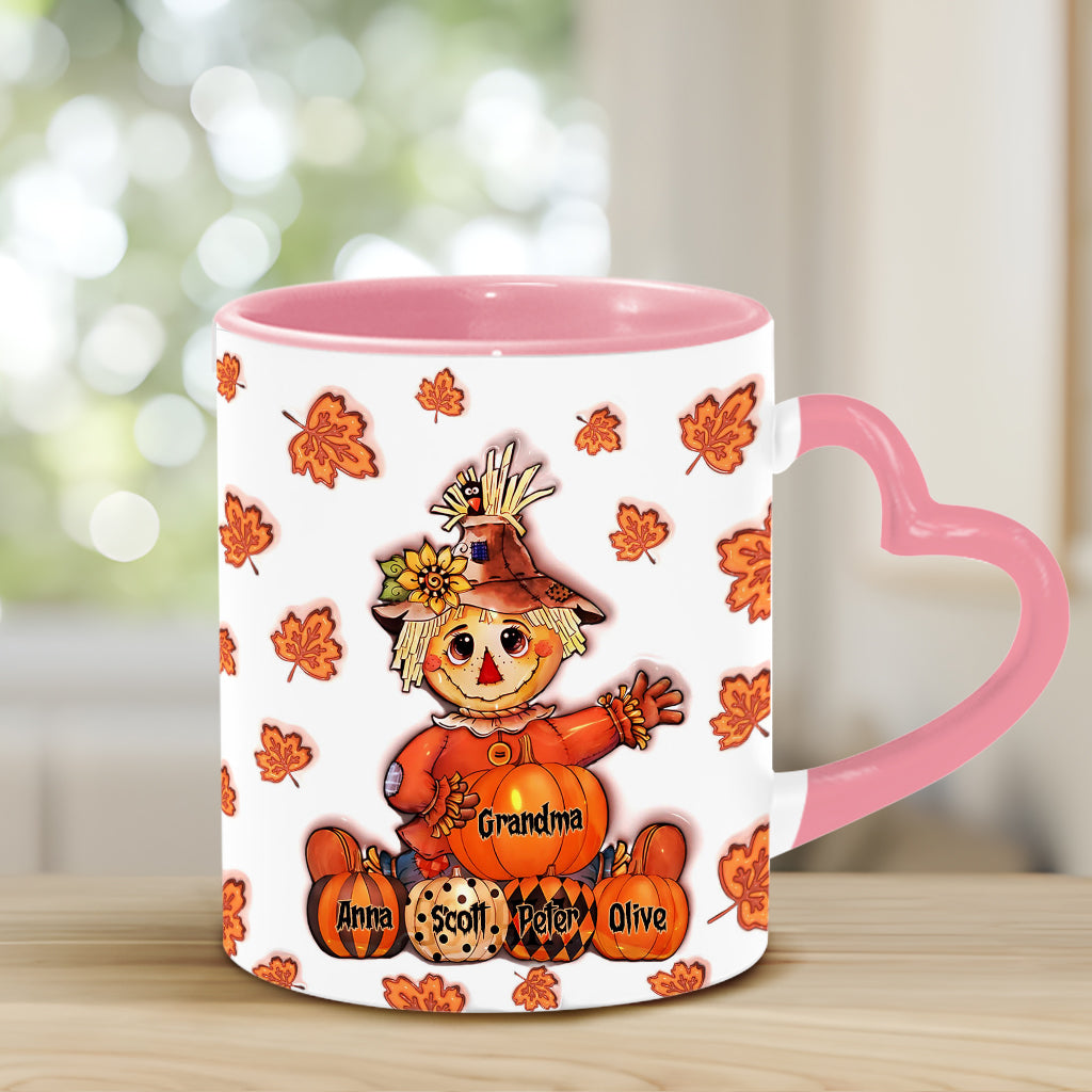Mug personnalisé « Grand-mère Automne » avec anse en forme de cœur
