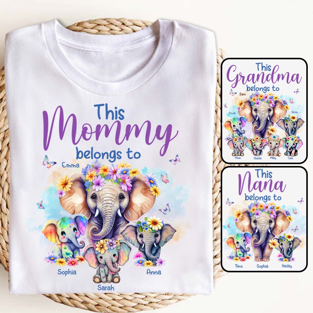 Éléphants à qui maman appartient - T-shirt et sweat à capuche personnalisés pour maman