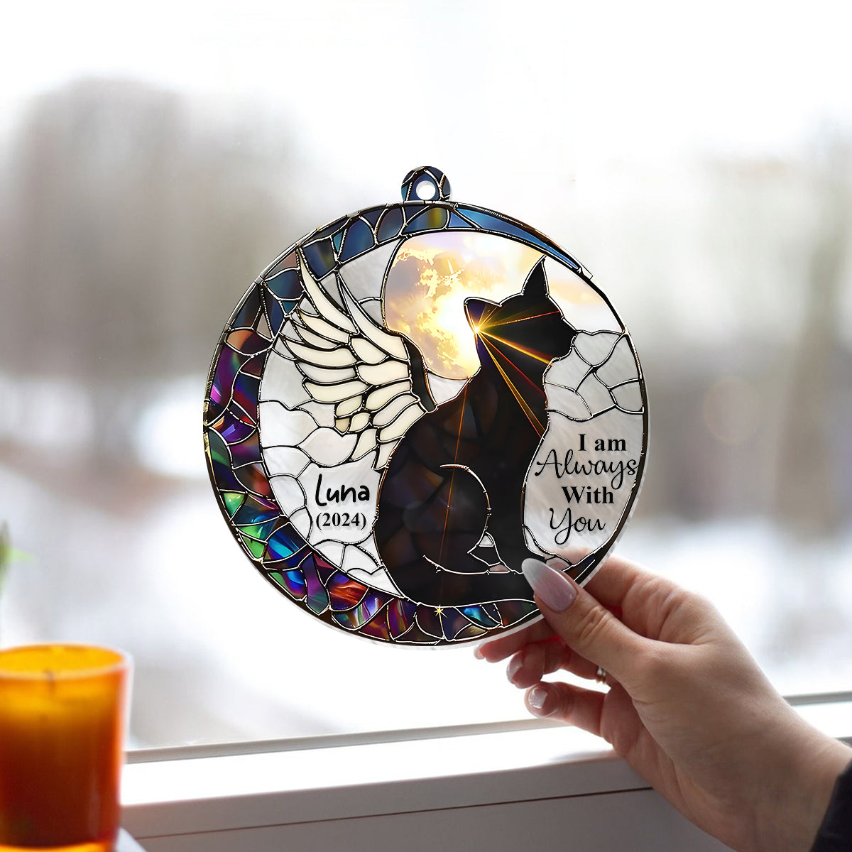 I Am Always With You - Personalized Cat Window Hanging Suncatcher Ornament
